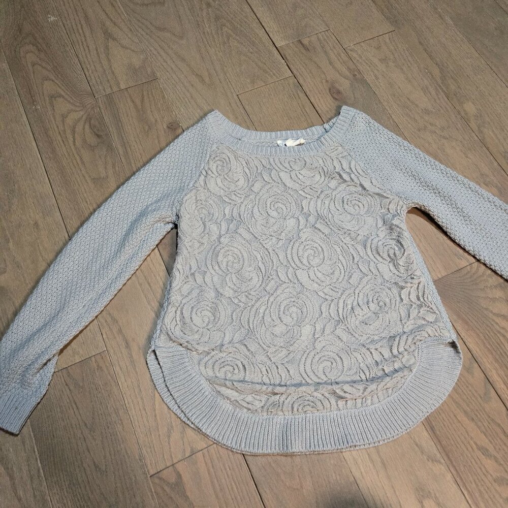 Grey Cloud Chaser Knitted Sweater Lace Swoop neck Size M